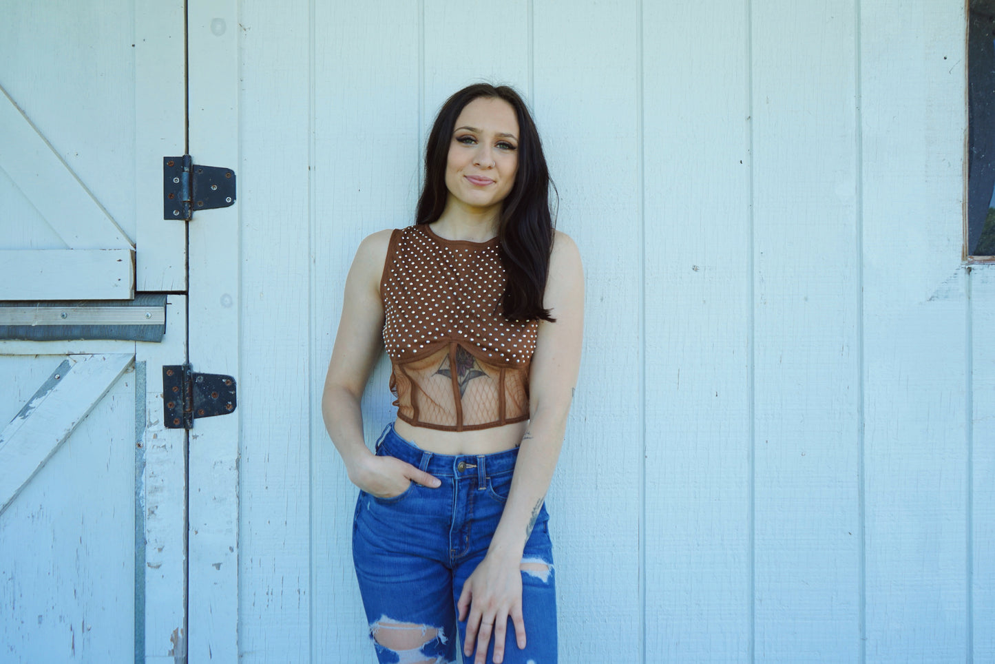 Whiskey Rhinestone Top