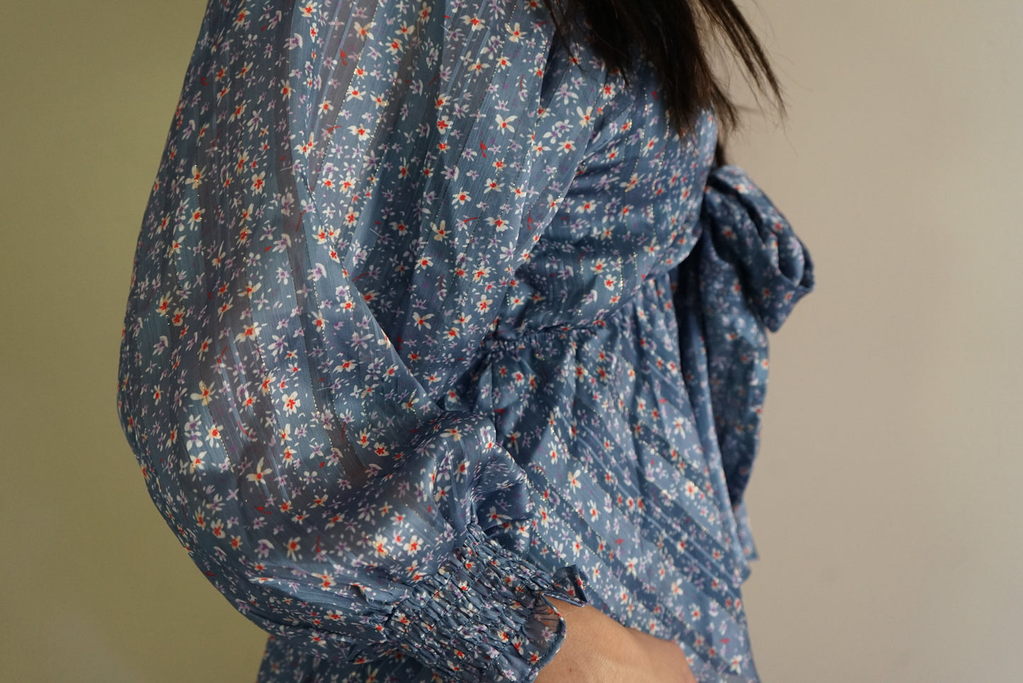 Front Tie Floral Print Top