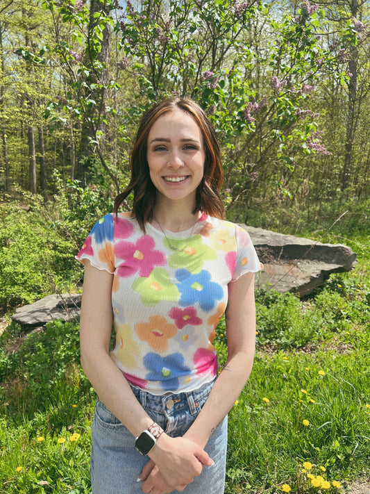 Floral Mesh Crop Top