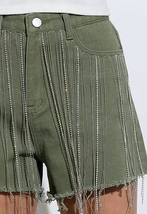 Olive Denim Shorts